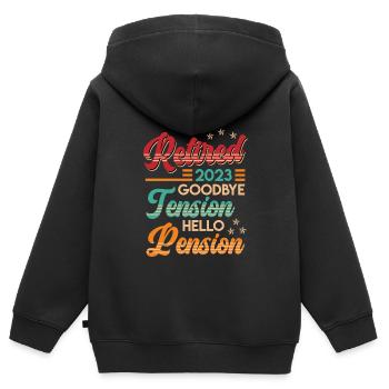 Retirement 2023 Goodbye Tension hello Pension - Kids Premium Organic Zip-up Hoodie - black - Back - AI Model Kid Male (0cm)