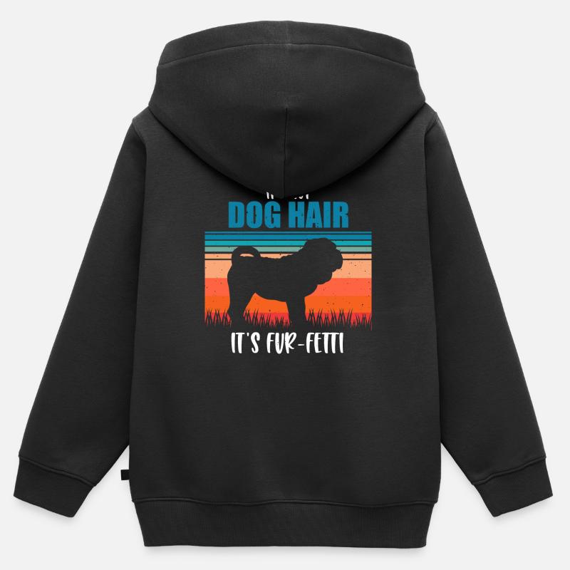 Shar Pei - Sweat Premium à capuche zippé enfant bio - noir