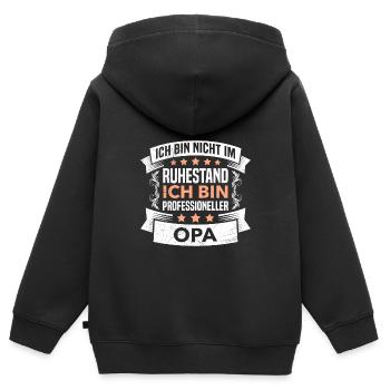 Opa in Ruhestand Renteneintritt Pensionierung - Kinder Premium Organic Zip Hoodie - Schwarz - Hinten - AI Model Kid Male (0cm)