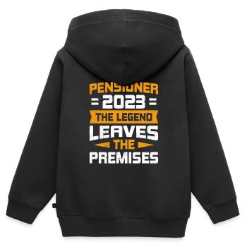 Retraités 2023 la légende quitte le site - Sweat Premium à capuche zippé enfant bio - noir - Dos - AI Model Kid Male (0cm)