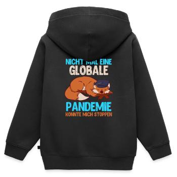 Globale Pandemie konnte mich stoppen - Kinder Premium Organic Zip Hoodie - Schwarz - Hinten - AI Model Kid Male (0cm)