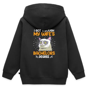 Le baccalauréat de ma femme survit au baccalauréat - Sweat Premium à capuche zippé enfant bio - noir - Dos - AI Model Kid Male (0cm)