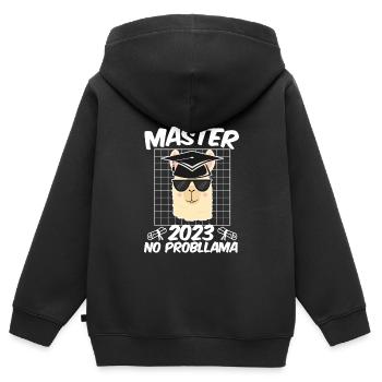 Master 2023 NO Probllama Master Degree - Kids Premium Organic Zip-up Hoodie - black - Back - AI Model Kid Male (0cm)
