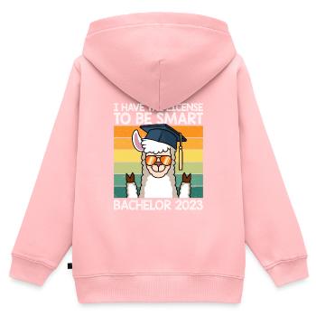 Bachelor 2023 Licence à Clever Shit - Sweat Premium à capuche zippé enfant bio - rose - Dos - AI Model Kid Female (0cm)
