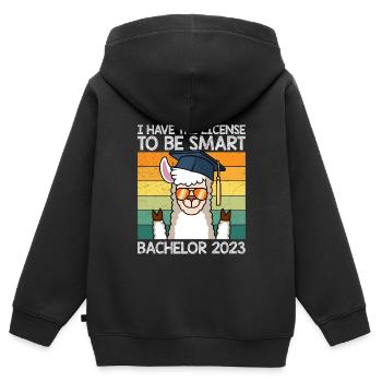 Bachelor 2023 Licence à Clever Shit - Sweat Premium à capuche zippé enfant bio - noir - Dos - AI Model Kid Male (0cm)