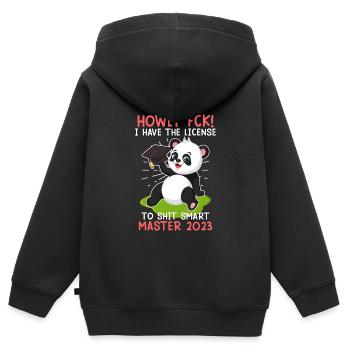 Master 2023 Licence à Clever Shit - Sweat Premium à capuche zippé enfant bio - noir - Dos - AI Model Kid Male (0cm)