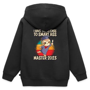 Master 2023 Licence à Clever Shit - Sweat Premium à capuche zippé enfant bio - noir - Dos - AI Model Kid Male (0cm)