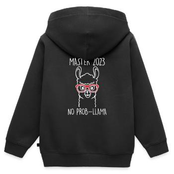 Master 2023 No Probllama Master's Degree - Kids Premium Organic Zip-up Hoodie - black - Back - AI Model Kid Male (0cm)