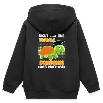 Pandemie konnte mich nicht stoppen Master 2023 - Kinder Premium Organic Zip Hoodie - Schwarz - Hinten - AI Model Kid Male (0cm)