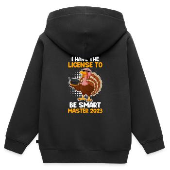 Master 2023 Licence à Smart Shit - Sweat Premium à capuche zippé enfant bio - noir - Dos - AI Model Kid Male (0cm)
