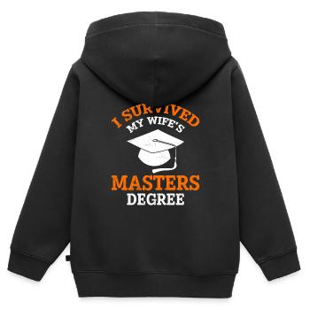 Survécu Ma femme a une maîtrise - Sweat Premium à capuche zippé enfant bio - noir - Dos - AI Model Kid Male (0cm)