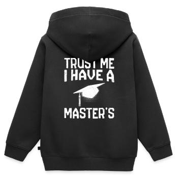 Croyez-moi, j’ai une maîtrise - Sweat Premium à capuche zippé enfant bio - noir - Dos - AI Model Kid Male (0cm)