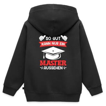 So gut sieht ein Master aus Master Abschluss - Kinder Premium Organic Zip Hoodie - Schwarz - Hinten - AI Model Kid Male (0cm)