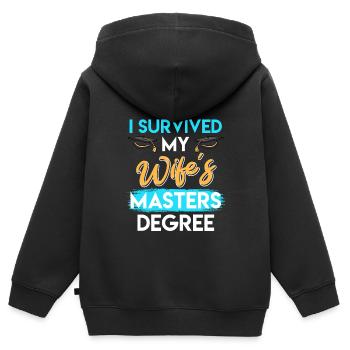 Survécu Ma femme a une maîtrise - Sweat Premium à capuche zippé enfant bio - noir - Dos - AI Model Kid Male (0cm)