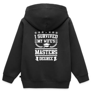 J’ai survécu à la maîtrise de Mme - Sweat Premium à capuche zippé enfant bio - noir - Dos - AI Model Kid Male (0cm)