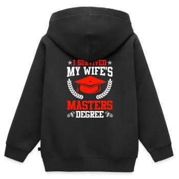 Survécu Ma femme a une maîtrise - Sweat Premium à capuche zippé enfant bio - noir - Dos - AI Model Kid Male (0cm)