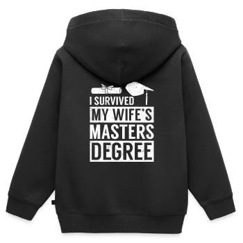 Survécu Ma femme a une maîtrise - Sweat Premium à capuche zippé enfant bio - noir - Dos - AI Model Kid Male (0cm)