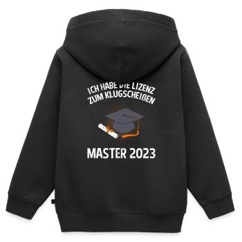 Licence pour le Master Klugsceiß 2023 - Sweat Premium à capuche zippé enfant bio - noir - Dos - AI Model Kid Male (0cm)