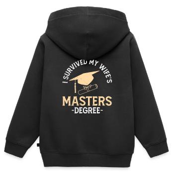 Survécu Ma femme a une maîtrise - Sweat Premium à capuche zippé enfant bio - noir - Dos - AI Model Kid Male (0cm)