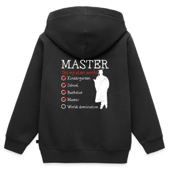 Kindergarten Weltherrschaft Master Abschluss - Kinder Premium Organic Zip Hoodie - Schwarz - Hinten - AI Model Kid Male (0cm)
