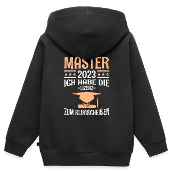 La licence à la merde intelligente Master 2023 - Sweat Premium à capuche zippé enfant bio - noir - Dos - AI Model Kid Male (0cm)