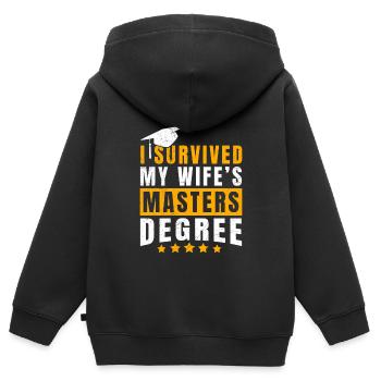 Survécu Ma femme a une maîtrise - Sweat Premium à capuche zippé enfant bio - noir - Dos - AI Model Kid Male (0cm)