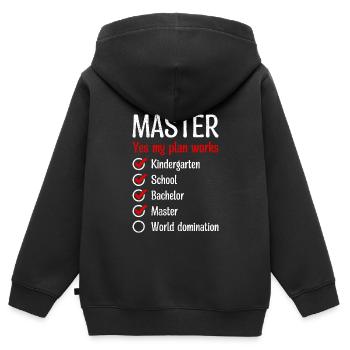 Kindergarten Weltherrschaft Master Abschluss - Kinder Premium Organic Zip Hoodie - Schwarz - Hinten - AI Model Kid Male (0cm)