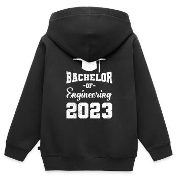 Baccalauréat en génie 2023 Baccalauréat - Sweat Premium à capuche zippé enfant bio - noir - Dos - AI Model Kid Male (0cm)