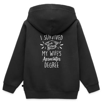 Überlebt Meine Frau hat einen College Abschluss - Kinder Premium Organic Zip Hoodie - Schwarz - Hinten - AI Model Kid Male (0cm)