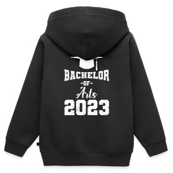 Baccalauréat ès arts 2023 Baccalauréat - Sweat Premium à capuche zippé enfant bio - noir - Dos - AI Model Kid Male (0cm)