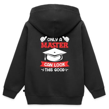 So gut sieht ein Master aus Master Abschluss - Kinder Premium Organic Zip Hoodie - Schwarz - Hinten - AI Model Kid Male (0cm)