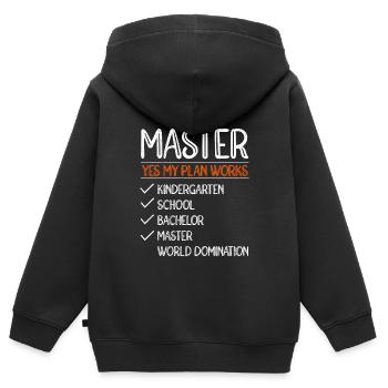 Mein Plan geht auf Weltherrschaft Master Abschluss - Kinder Premium Organic Zip Hoodie - Schwarz - Hinten - AI Model Kid Male (0cm)
