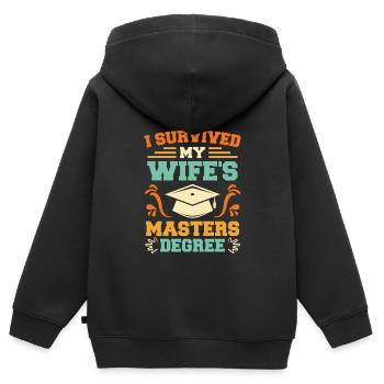 Überlebt meine Frau hat einen Master Abschluss - Kinder Premium Organic Zip Hoodie - Schwarz - Hinten - AI Model Kid Male (0cm)