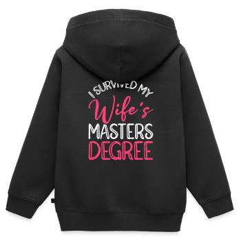Survécu Ma femme a une maîtrise - Sweat Premium à capuche zippé enfant bio - noir - Dos - AI Model Kid Male (0cm)