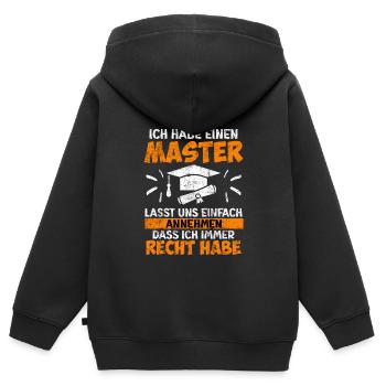 J’ai toujours raison d’avoir une maîtrise - Sweat Premium à capuche zippé enfant bio - noir - Dos - AI Model Kid Male (0cm)