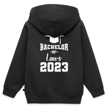 Baccalauréat en droit 2023 Baccalauréat - Sweat Premium à capuche zippé enfant bio - noir - Dos - AI Model Kid Male (0cm)