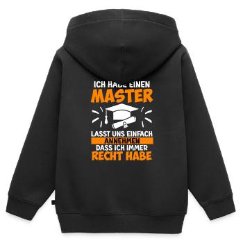 J’ai toujours raison d’avoir une maîtrise - Sweat Premium à capuche zippé enfant bio - noir - Dos - AI Model Kid Male (0cm)