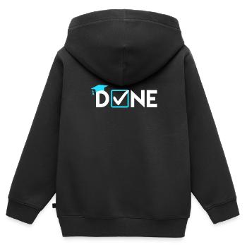 Mémoire de Master DONE Master - Sweat Premium à capuche zippé enfant bio - noir - Dos - AI Model Kid Male (0cm)