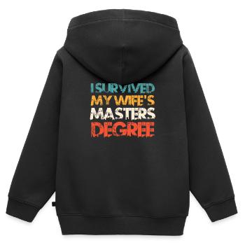 J’ai survécu à la maîtrise de Mme - Sweat Premium à capuche zippé enfant bio - noir - Dos - AI Model Kid Male (0cm)