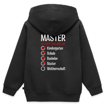 Kindergarten Weltherrschaft Master Abschluss - Kinder Premium Organic Zip Hoodie - Schwarz - Hinten - AI Model Kid Male (0cm)