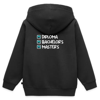 Certificat de fin d’études Bachelor Master - Sweat Premium à capuche zippé enfant bio - noir - Dos - AI Model Kid Male (0cm)
