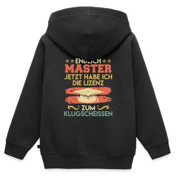 Endlich Master jetzt klugscheißen Master Abschluss - Kinder Premium Organic Zip Hoodie - Schwarz - Hinten - AI Model Kid Male (0cm)
