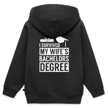 Survécu Ma femme a une maîtrise - Sweat Premium à capuche zippé enfant bio - noir - Dos - AI Model Kid Male (0cm)