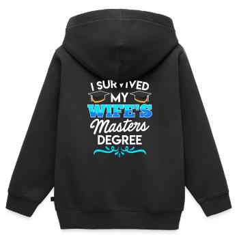 Überlebt Meine Frau hat einen Master Abschluss - Kinder Premium Organic Zip Hoodie - Schwarz - Hinten - AI Model Kid Male (0cm)