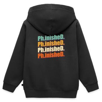 Phinished Finished Doctor Promotion Doctorat - Sweat Premium à capuche zippé enfant bio - noir - Dos - AI Model Kid Male (0cm)