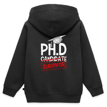 Ph.D Überlebt Ich habe einen Doktor Doktortitel - Kinder Premium Organic Zip Hoodie - Schwarz - Hinten - AI Model Kid Male (0cm)