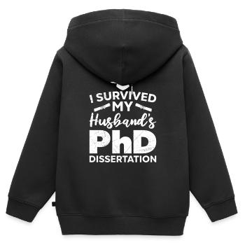 Überlebt Mein Mann hat einen Doktor Doktortitel - Kinder Premium Organic Zip Hoodie - Schwarz - Hinten - AI Model Kid Male (0cm)