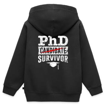 Ph.D Überlebt Ich habe einen Doktor Doktortitel - Kinder Premium Organic Zip Hoodie - Schwarz - Hinten - AI Model Kid Male (0cm)