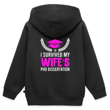 My wife's doctoral thesis survives doctorate - Kids Premium Organic Zip-up Hoodie - black - Back - AI Model Kid Male (0cm)