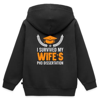 My wife's doctoral thesis survives doctorate - Kids Premium Organic Zip-up Hoodie - black - Back - AI Model Kid Male (0cm)